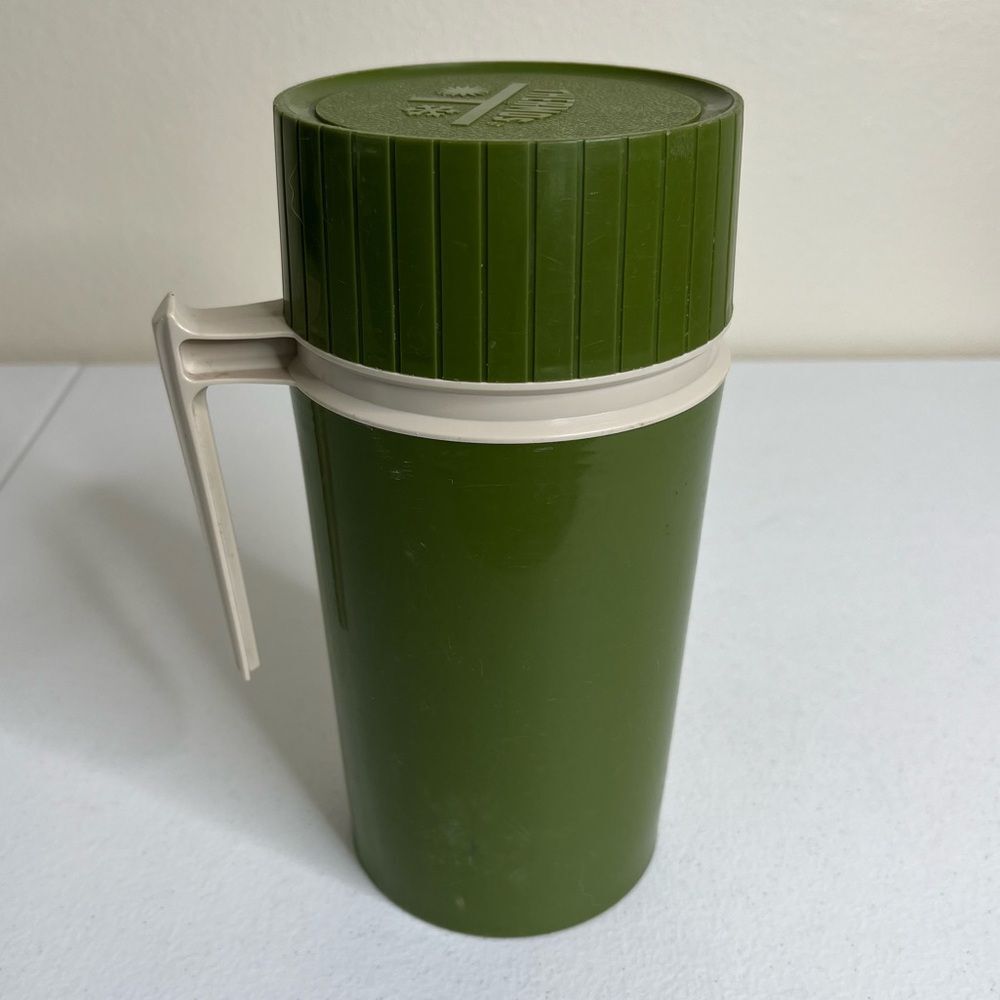 Vintage Thermos Avocado Green Pint Size Model 7202 Stopper Cup Filler King Seely - Picture 4 of 11